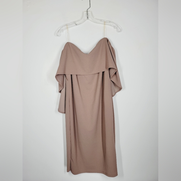 Marina Elegant Mauve Off-Shoulder Dress, Size 12 - Picture 1 of 5